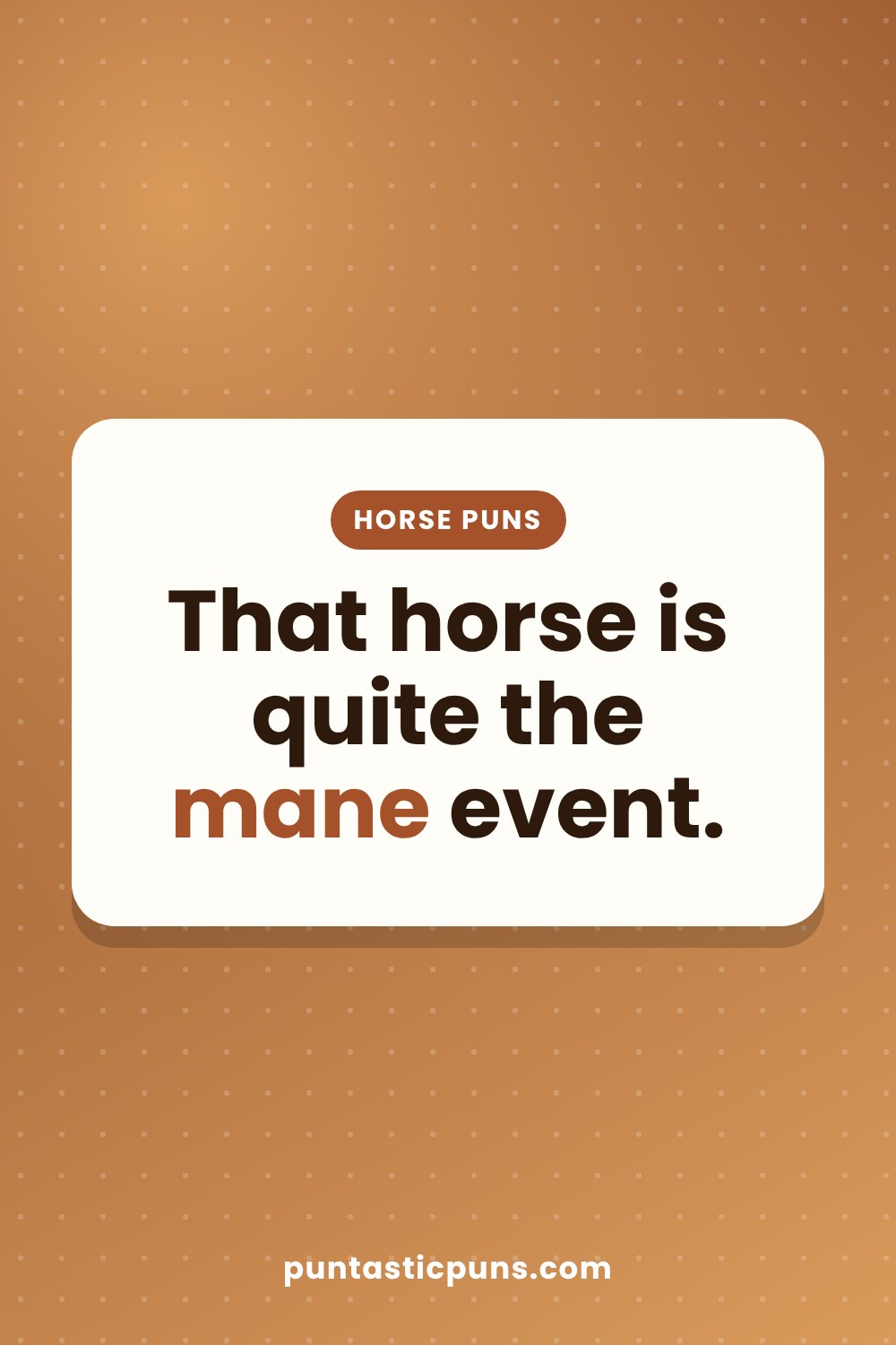 Horse puns: That horse is quite the mane event.